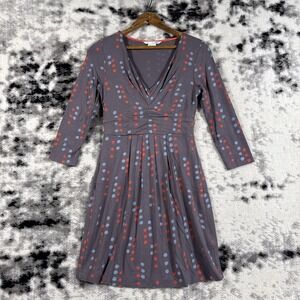 Boden‎ Dress Womens Size 2P Polka Dot V-Neck Long Sleeve Stretch